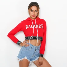 Спортивные длинными рукавами пуловер свитер Запуск Фитнес полосой мозаика толстовки Для женщин упражнения одежды письма печатаются кофты