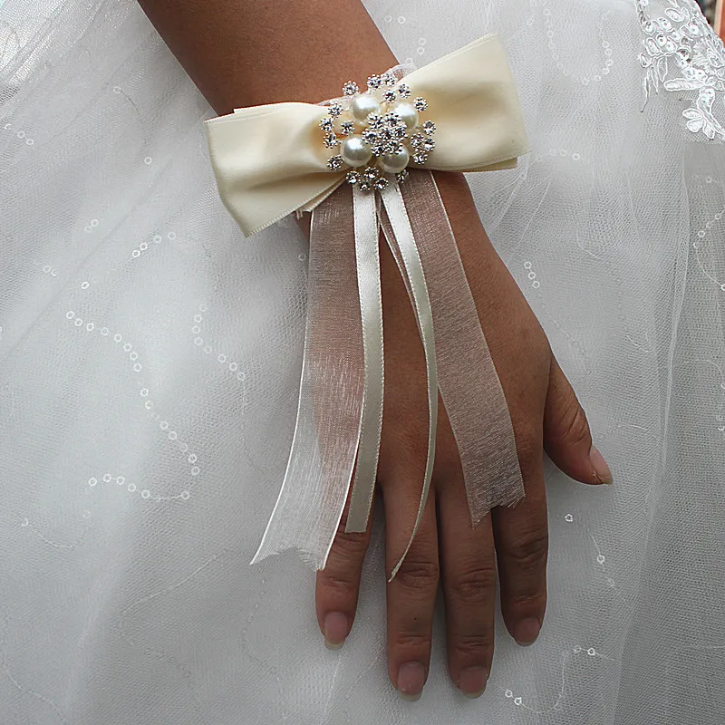 

10 шт./лот Бабочка Свадебный брак хрустальные свадебные цветы на запястье искусственные цветы на руку украшение