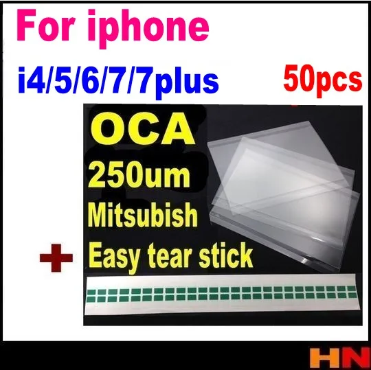 50pcs original OCA optical clear adhesive 250um for iphone 4 4s 5 5s 6