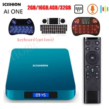 SCISHION AI ONE Android 8,1 Smart tv Box с голосовым управлением 2G 16G 4 GB 32 GB Rockchip 3328 WiFi комплект верхней коробки комплект bluetooth верхняя коробка