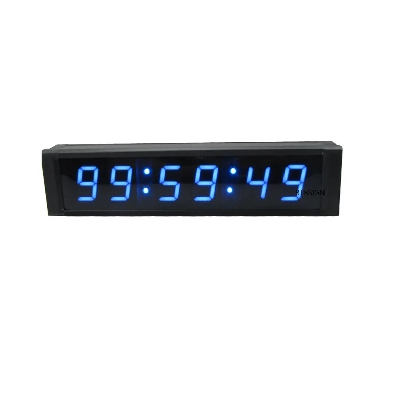 الأزرق Led 1 بوصة 6 أرقام Led ساعة رقمية ساعة الحائط ل مكتب المنزل