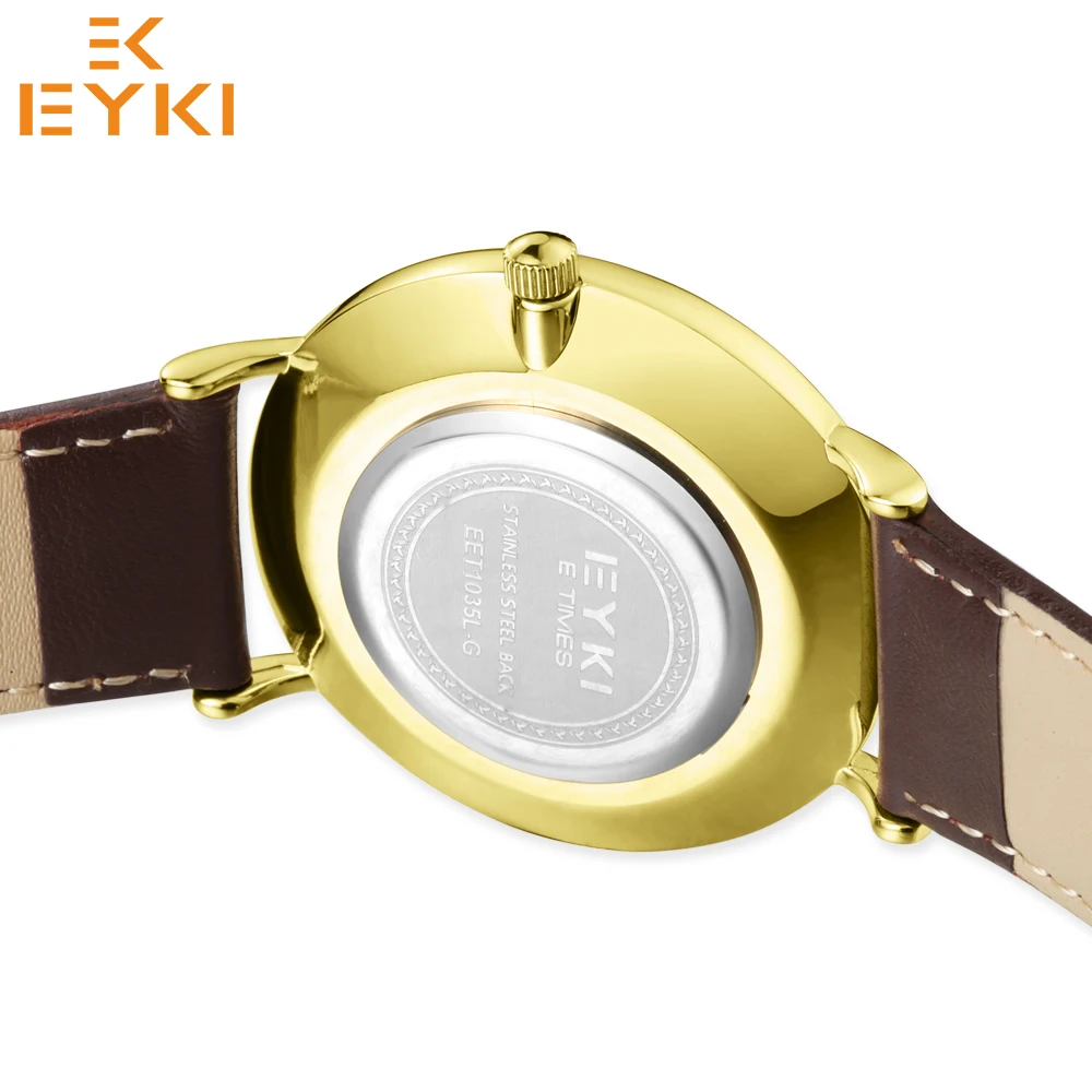 EYKI 1035 Fashion Casual Quartz Watch Men Women 30m Waterproof Leather Strap Lovers Watches Clock Male 2019 New reloj pokemon