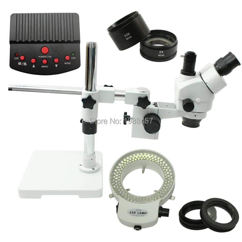 

HD three eye synchronous stereoscopic microscope HDMI/USB video industrial camera mobile phone maintenance 360 degree rotating
