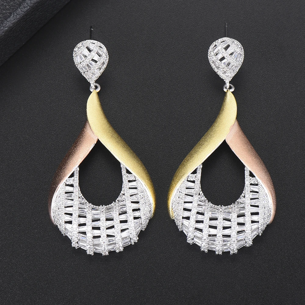 

GODKI 57mm Luxury Water Drop Sparkling Cubic Zirconia American Wedding Party Earring Jewelry for Women High Jewelry