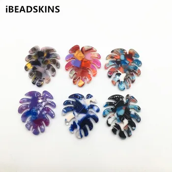 

New arrival! 30x26mm 50pcs/lot acetic acid feather shape charm for earrings accessories/Earring parts Jewelry Findings making