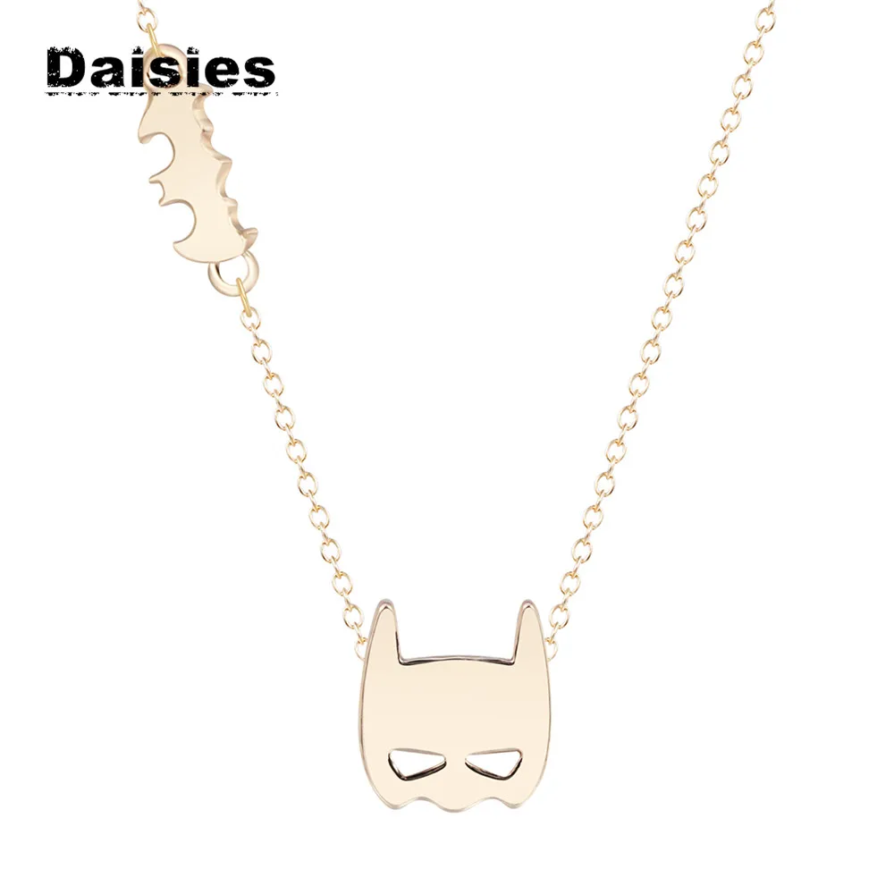 Daisies Batman Necklaces Bat Logo Silhouette and Mask Tiny Pendant Necklace For Women Girl Jewelry