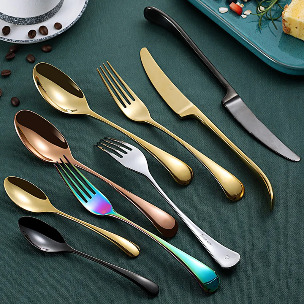 

4PCS Set Stainless Steel Upscale Dinnerware Flatware Cutlery Fork Spoon quality Tableware Luxury Teaspoon Set Drop shipping