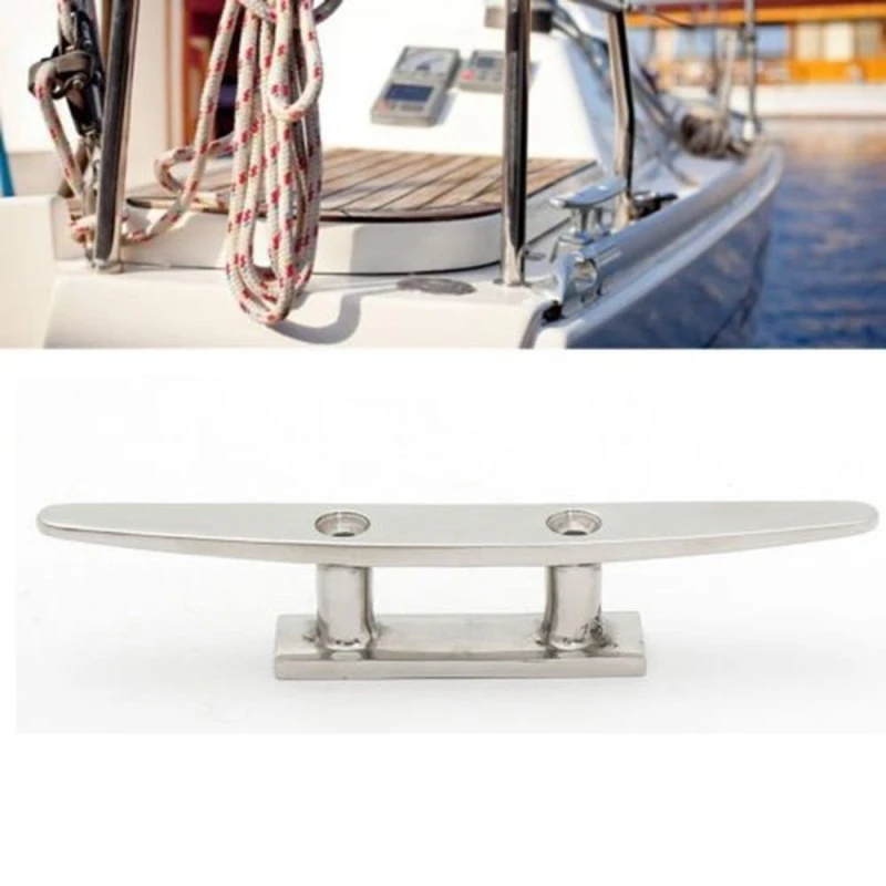 1 pcs 4&quot Marine Boat Flat Top Low Cleat Deck Silhouett 316 Stainless Steel Hardware GW |