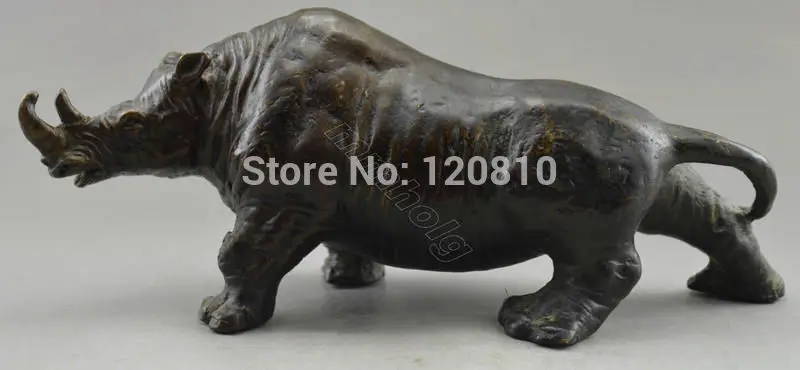 

Free Shipping Collectible Decorated Old Handwork Red Copper Carved Big Rhinoceros big Statue