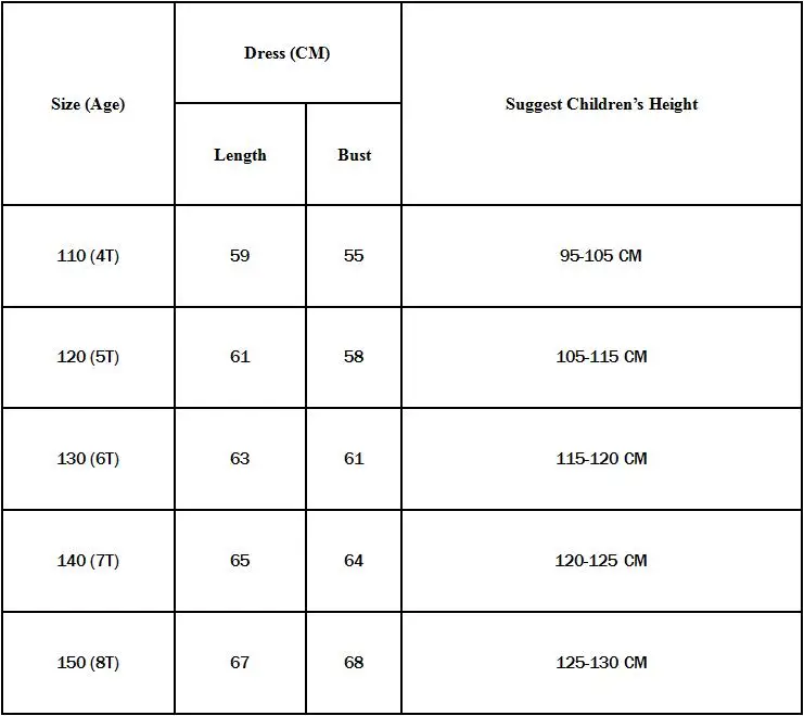 aliexpress size chart