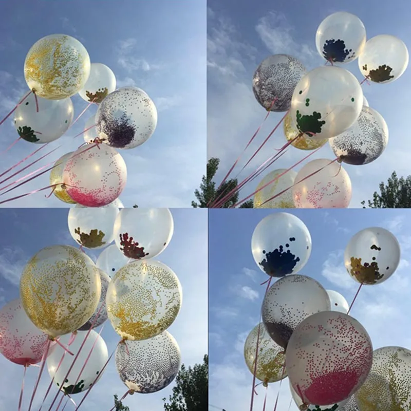 12" Latex Balloons Filled with Multicolor Confetti Foam Balloons for