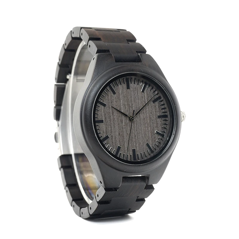 BOBO BIRD WO08 Brand Designer Wood Watch Ebony Wooden Quartz Watches for Men Watch in Wooden Box