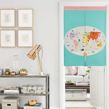 

Southeast Asia Flowers Animal Map Scenic Simple Home Decor Door Curtain Thick Linen Tapestry Study Kitchen Bedroom Curtain