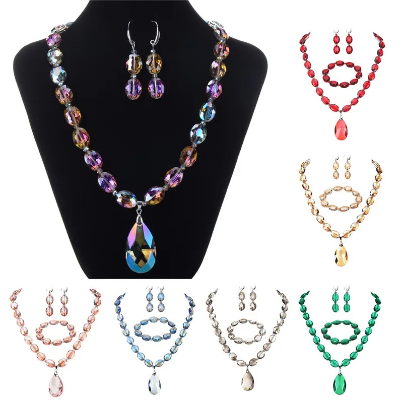 

JEROLLI Crystal Beaded Statement Necklace Nigerian Wedding African Beads Jewelry Set for Women