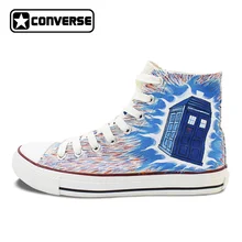 Пользовательские Дизайн Converse All Star Tardis DW Galaxy высокие кроссовки белого холста Персонализированные рождественские подарки Для мужчин Для женщин