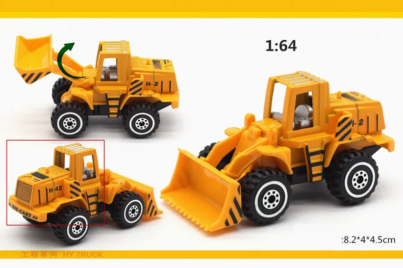 6 шт., строительная модель автомобиля, литая под давлением модель автомобиля, экскаватор, грузовик, игрушки для детей, мальчик, металлические литые игрушки