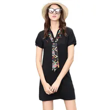 2017 Summer New Women Polo Collar Short Sleeve Black Tshirt Dress Ladies Casual Wear Office Mini Dresses Vestidos Mujer