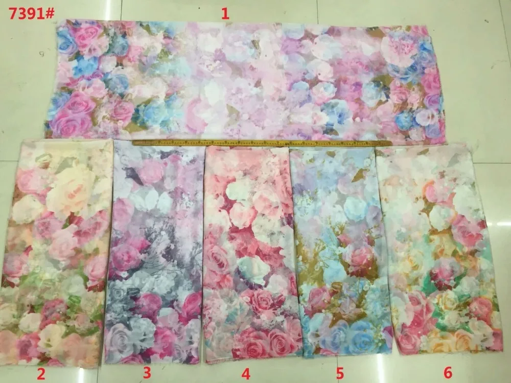 

145cm width printed soft chiffon fabric rose flwoers for scarf and headband LS-J7391