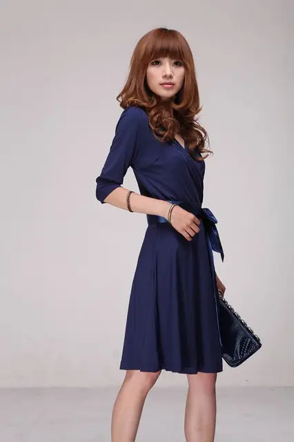 2013 spring New arrivals Ladies casual knee lenghth dresses women dress ...