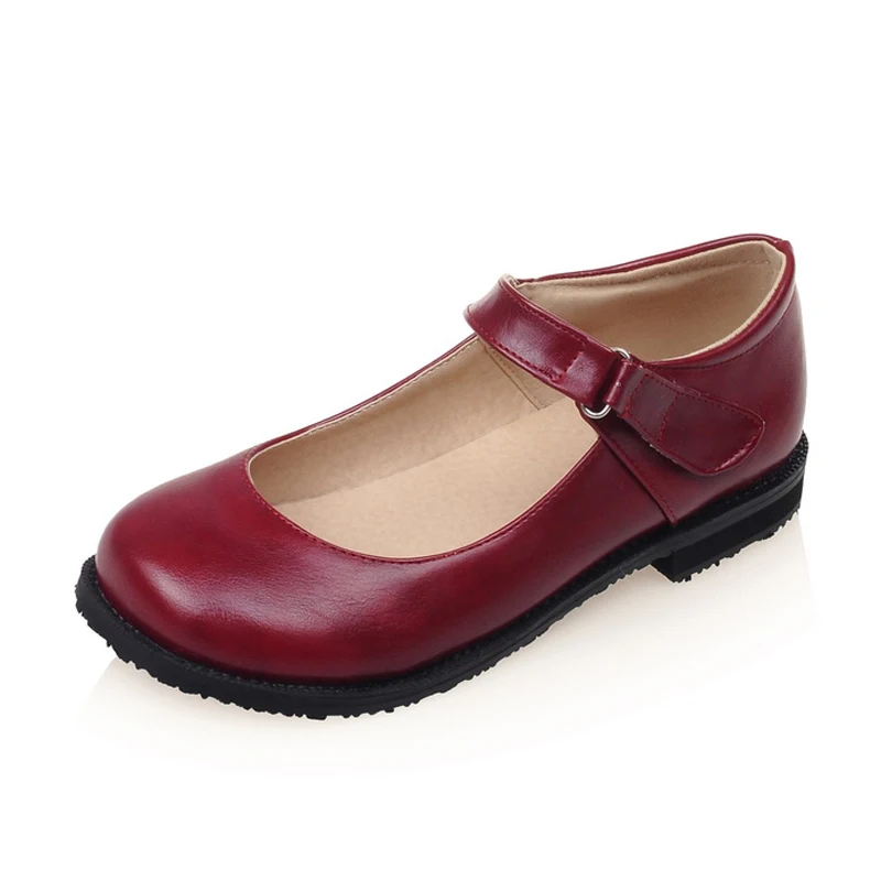 

2019 Summer Sweet Flats Shoes Footwear Woman Mori Girl Style Mary Janes Shoes Retro Black Red Larger Size Shoes