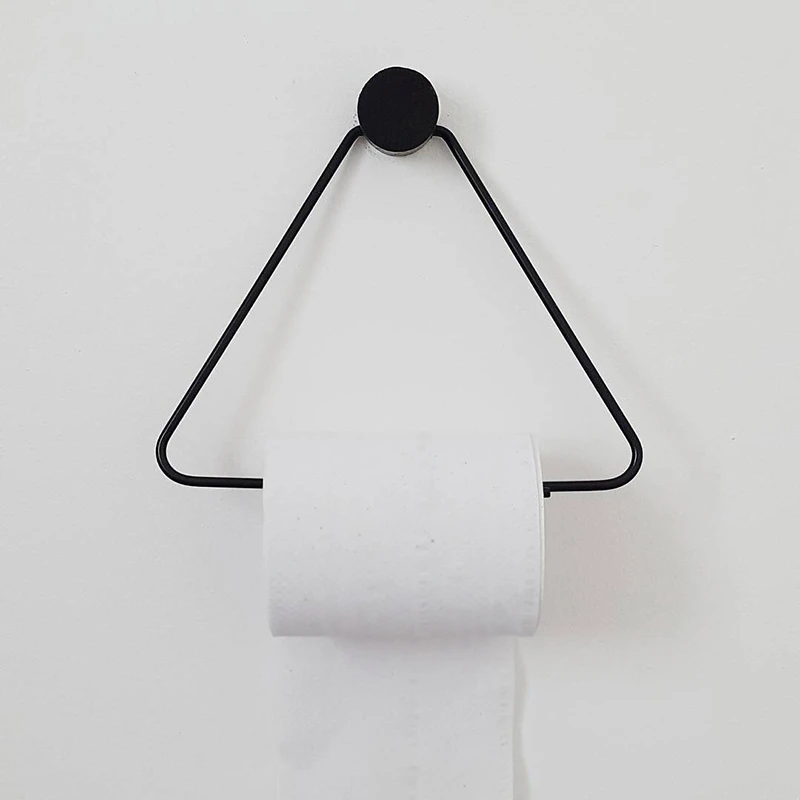Держатель для туалетной бумаги треугольная полка для рулонов стойка для хранения салфеток деревянная медная Комбинированная Вешалка для кухонных полотенец для хранения салфеток для ванной комнаты - Цвет: BLACK