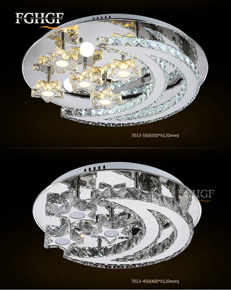 Modern led crystal chandelier light moon star crystal Flush Mounted Chandeliers lamp living room Lustres for Bedroom Dining room (4)