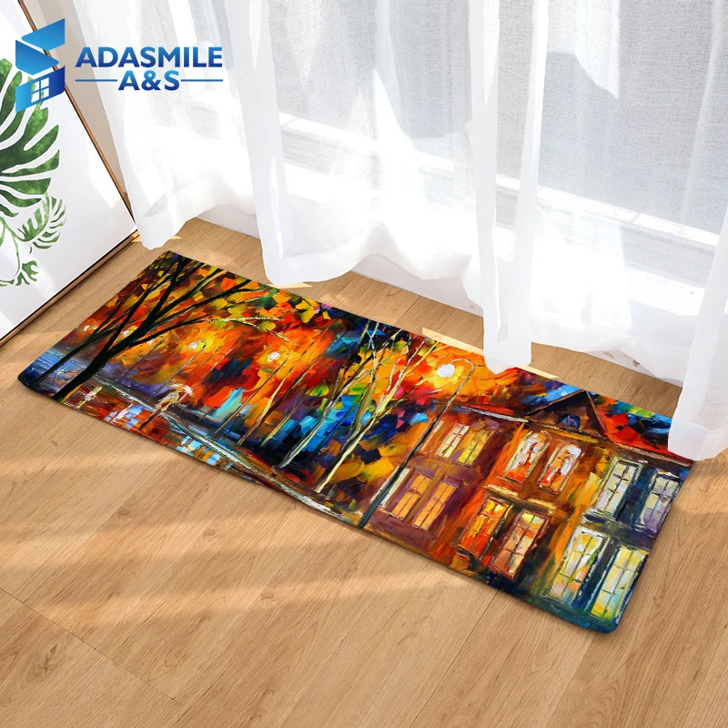 

Modern Scenery Printed Flannel Doormat Floor Rugs 40*120cm Anti-slip Bathroom Bedsider Kitchen Area Carpet Mats for Living Room