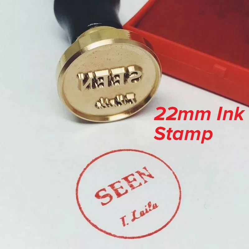 Индивидуальные чернила латунный штамп с вашим логотипом, большой размер головы, DIY древняя печать ретро штамп, индивидуальные чернила/воск печать индивидуальный дизайн - Цвет: 22mm ink stamp