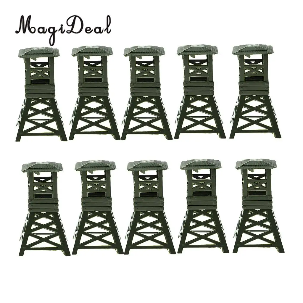 10Pcs/Set Military Watch Tower 9cm Model Plastic Toy Soldier Army Men Accs for Wargame Scenery Building Boys Toys