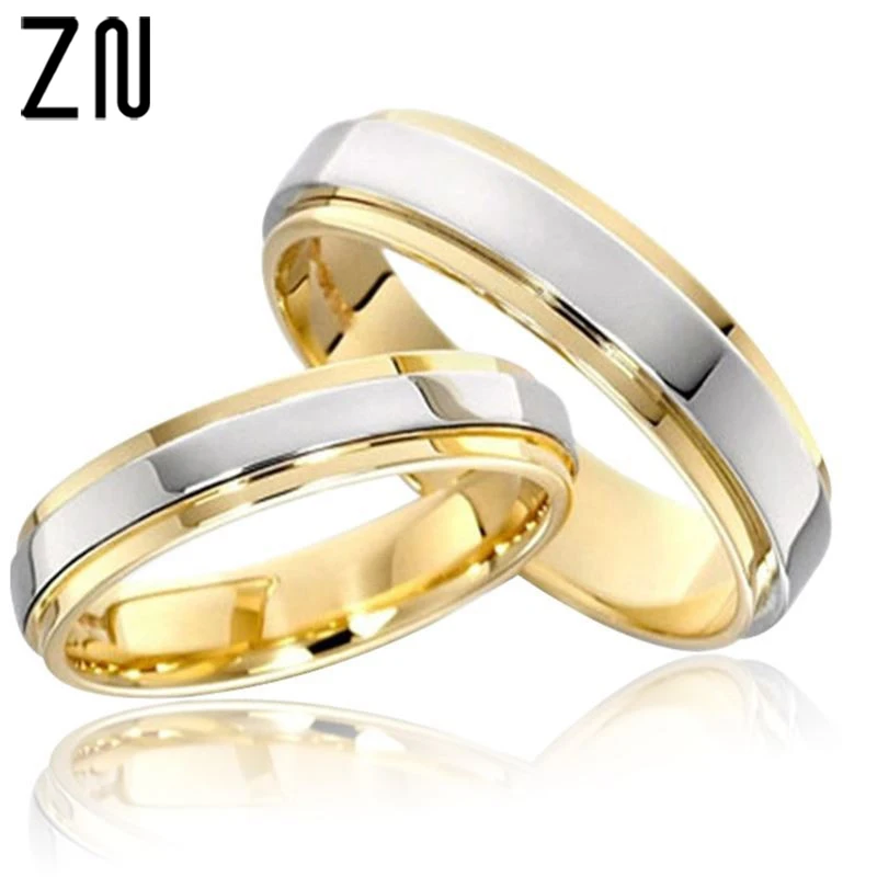 ZN простой дизайн 316 титановые стальные парные кольца для влюбленных, роскошные золотые 4 мм 6 мм ширина, обручальные кольца для мужчин и женщин