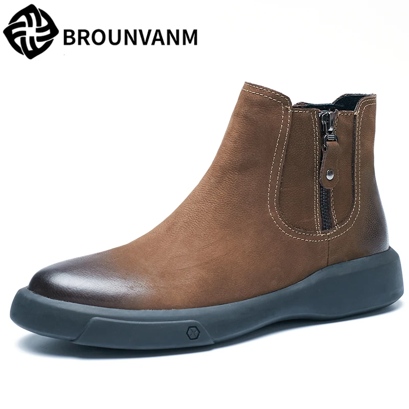 

Genuine Leather Martin Boots mens British Chelsea Boots cowhide cowboy boots men's autumn winter men dress shoes military boots