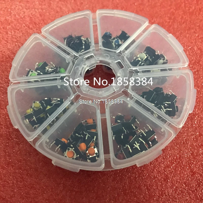 

8Types/box Colourful 6*6*5mm Light touch switch DIP4 ON/OFF Touch button Touch micro switch 6*6*5 keys button DIP 4pin