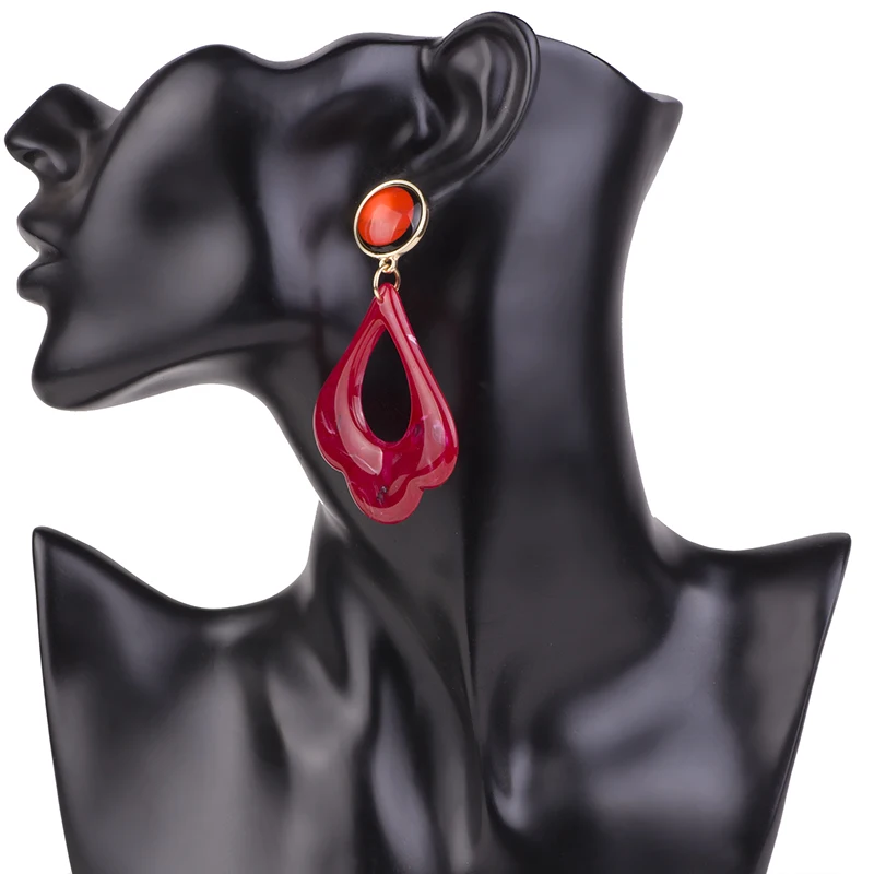 YUQINQIN Trendy Drop Earrings for Women Acrylic Earrings Female Big Long Flower Dangling Fashion Elegant Resin Wedding Earring (3)