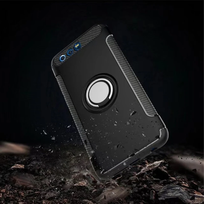 

Anti-knock Soft Silicone PC Back Cover Cases For Huawei Honor 9 Mobile Phone Case With Ring Bracket