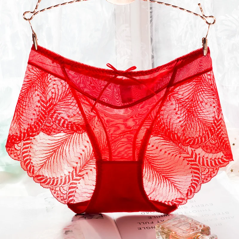 New Style Breathable Lingerie Sexy Lace Panties Femlae Mid Rise