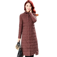 Зимние женские пуховики, куртки, теплые женские пуховики, большие размеры, Женская Длинная Верхняя одежда, Зимние новые женские пуховики J707