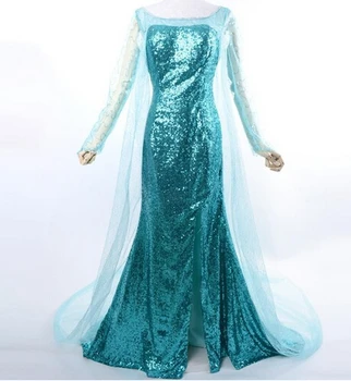 

Adult princess elsa dress cosplay halloween costumes for women snow queen cosplay Party Formal Dress blue