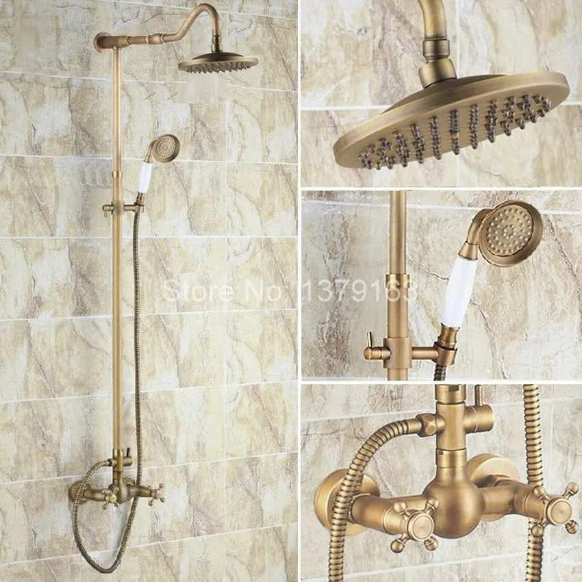 Vintage Antique Bronze 8" inch Round Rainfall shower Head 2 Cross
