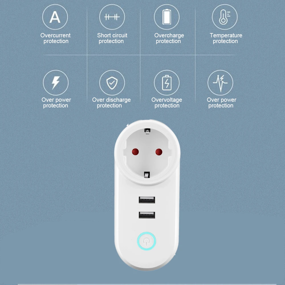 

WIFI Voice App Control Phone Charger Remote Timer Home Wall Travel Double USB Fast Charger US EU Plug for Samsung Xiaomi Iphone