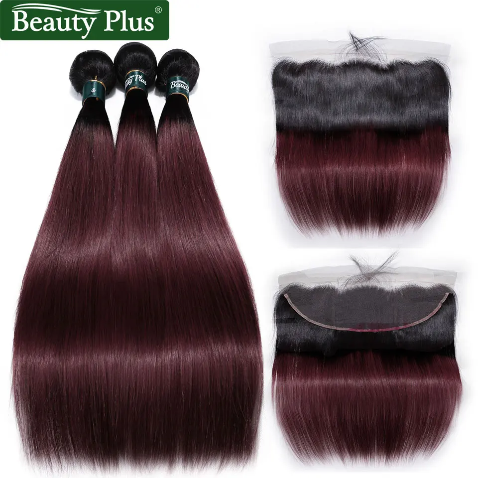 shinning star 99j burgundy hair bundles with frontal