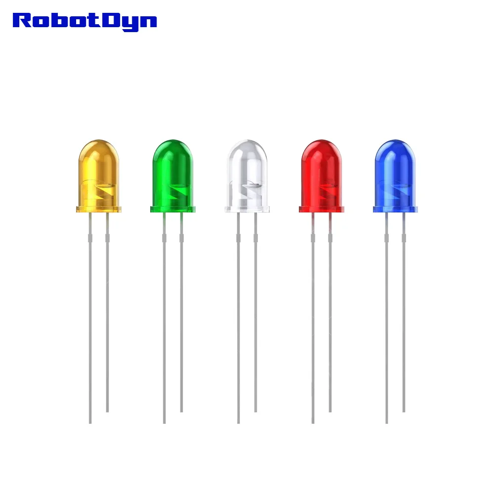 LED 3mm 5 colours RED GREEN YELLOW WHITE BLUE.
