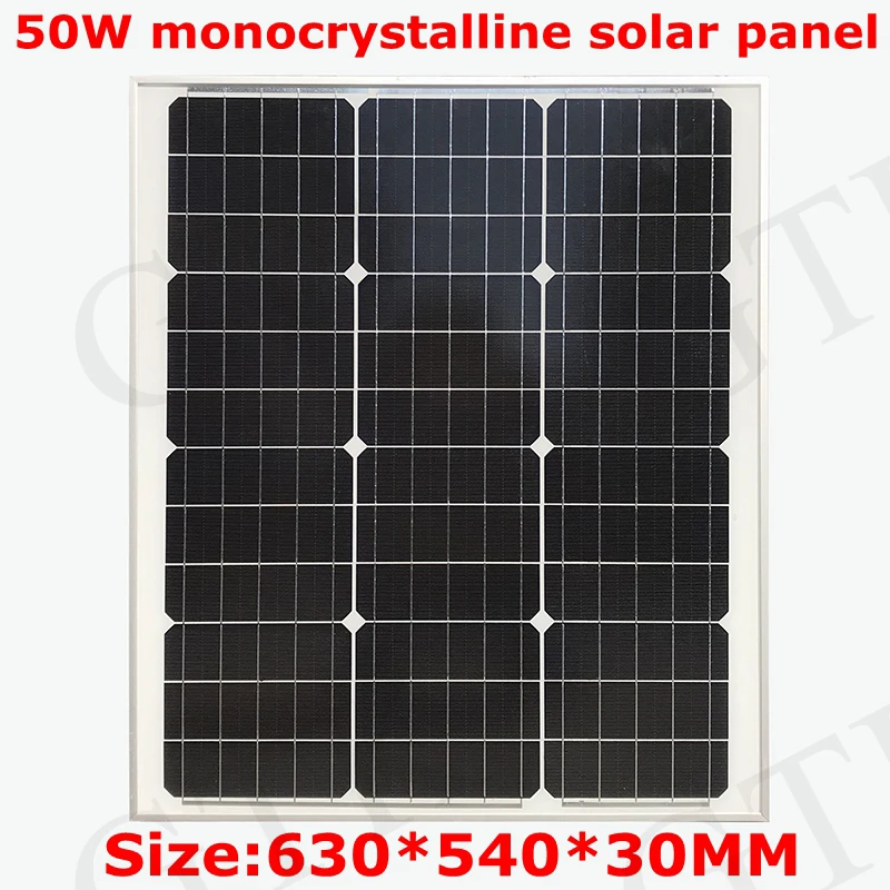 

1pcs 50W 12V Monocrystalline silicon solar panel 50w solar panel power generation panel photovoltaic battery/yacht/RV/car/boat