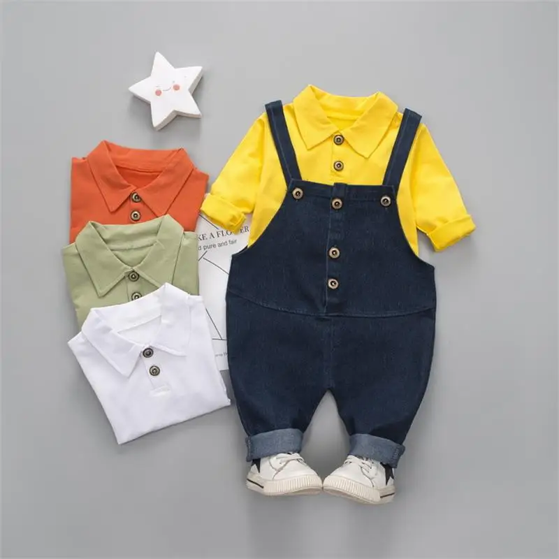 

New 2018 Baby Boy Girls Clothing Sets Spring Autumn Baby Shirt+Pants 2pcs fashion Bib Pants Kids Clothes Suits cotton