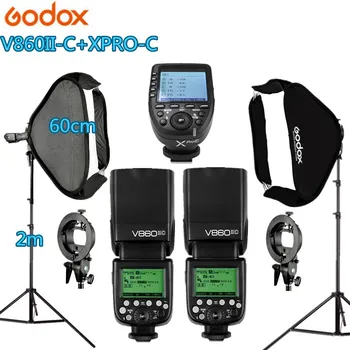 

2x Godox V860IIC Flash Speedlite + Xpro-C Trigger Photo Studio kit 60*60cm Softbox 2 S-type Holder 2 Light Stand Photography Kit