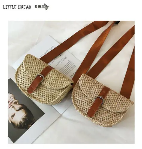 المرأة الصيف مستطيل القش حقائب كتف كيس الروطان منسوجة يدويا الشاطئ Crossbody