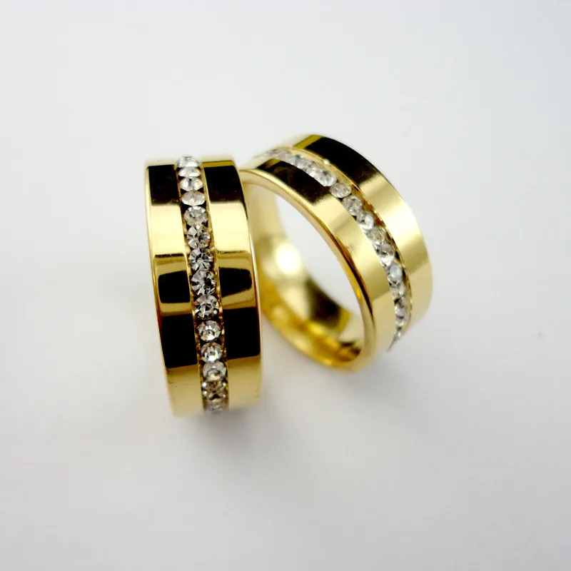 10 шт./лот, женское классическое обручальное кольцо, циркониевое золото 316L, кольца из нержавеющей стали, Женские Ювелирные изделия, много Q067