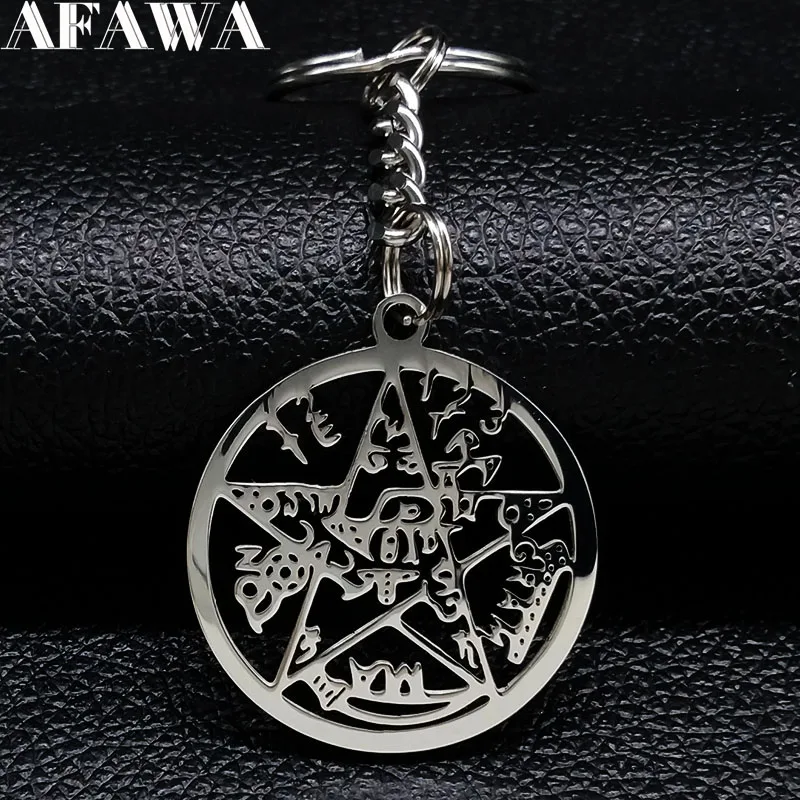 

2019 Fashion Star Of David Stainless Steel Keyring for Men Silver Color Keychains Jewelry estrella llaveros de acero K77326B