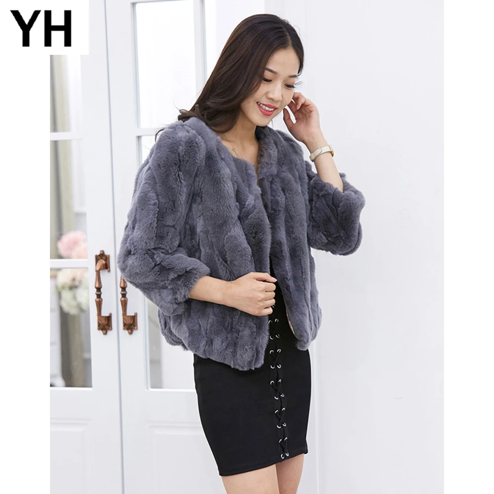 

Lady Real Rex Rabbit Fur Coat Hot Genuine Real Rex Rabbit Fur Short Style Jacket Women Warm Soft Natural Rex Rabbit Fur Overcoat