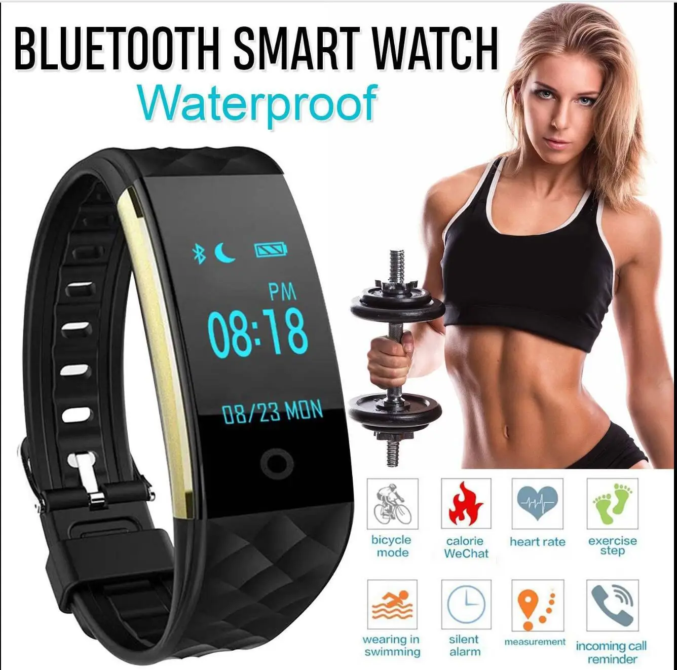 

Heart Rate GPS Waterproof Smart Bracelet Watch Wristband Dynamic heart rate Smart health bracelet