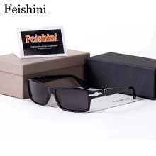 FEISHINI высокое качество поляризованных солнцезащитных очков Для мужчин прямоугольник для вождения черные классические солнцезащитные очки Для женщин Винтаж UV400 очки Tom